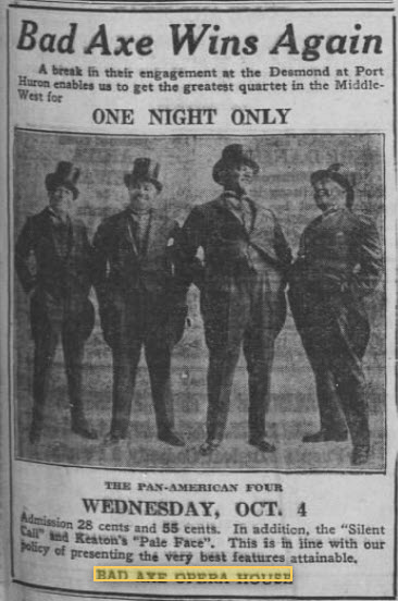 Bad Axe Opera House - 03 Oct 1922 Ad